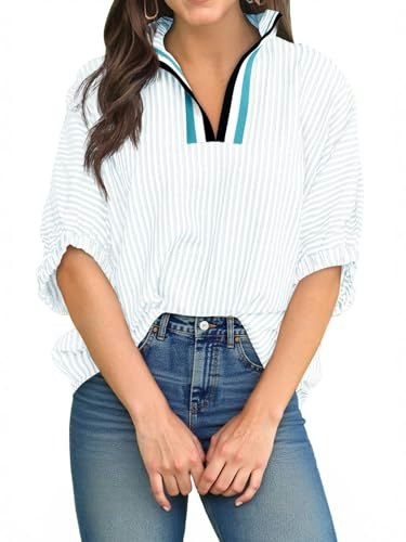 Tankaneo Women's V-Neck Striped Dolman Sleeve Blouse: $16.98 Tankaneo Women's V-Neck Striped Dolman Sleeve Blouse: $16.98