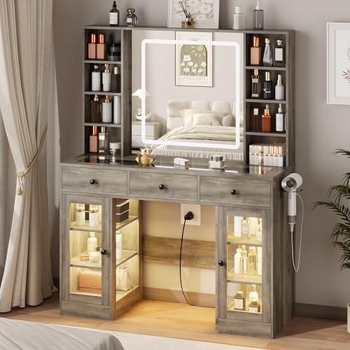 Vanity Desk with Mirror and RGB Lighting: $220.99 Vanity Desk with Mirror and RGB Lighting: $220.99