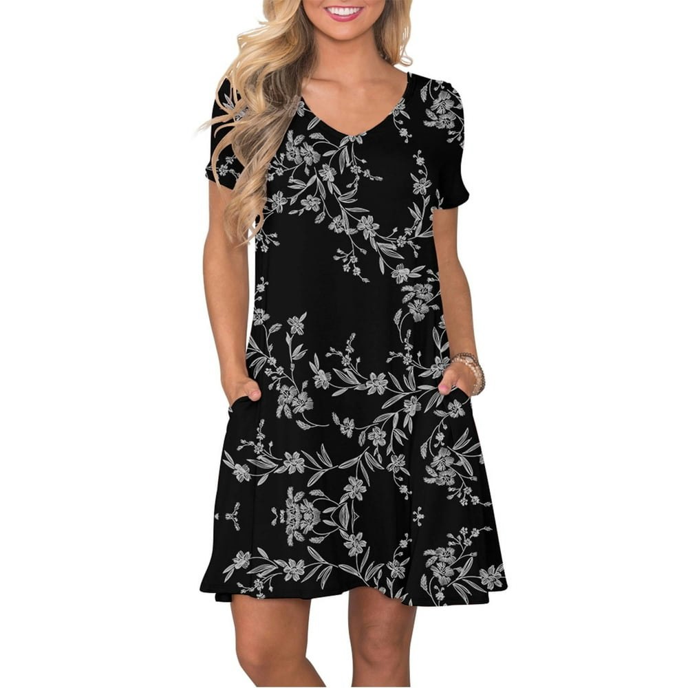 Anyjoin Women's V-Neck Short Sleeve Swing Dress: $13.95 Anyjoin Women's V-Neck Short Sleeve Swing Dress: $13.95