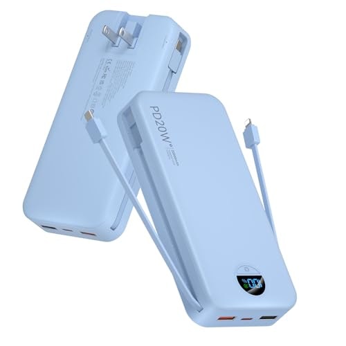 Citicr 20,000mAh 20W Portable Charger with Built-in Cables and Wall Plug: $34.98 Citicr 20,000mAh 20W Portable Charger with Built-in Cables and Wall Plug: $34.98