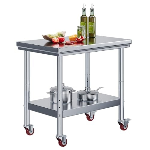 Jocisland 36 x 24-Inch Stainless Steel Prep Table with Casters: $69.98 Jocisland 36 x 24-Inch Stainless Steel Prep Table with Casters: $69.98