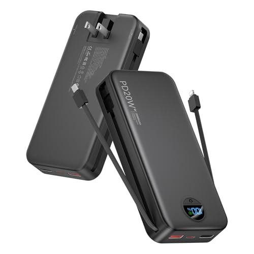 Citicr 20,000mAh 20W Portable Charger with Built-in Cables and Wall Plug: $34.98 Citicr 20,000mAh 20W Portable Charger with Built-in Cables and Wall Plug: $34.98