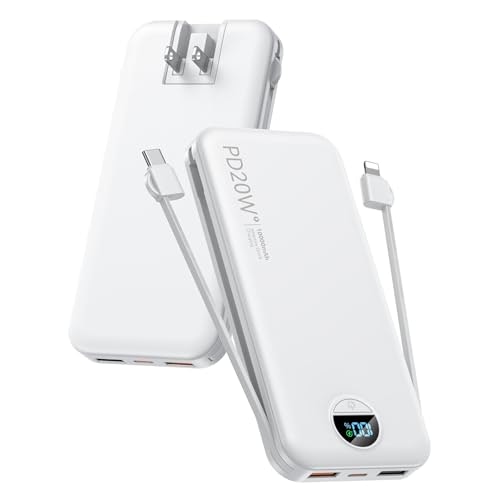 Citicr 10,000mAh 20W Portable Charger with Built-in Cables and Wall Plug: $24.99 Citicr 10,000mAh 20W Portable Charger with Built-in Cables and Wall Plug: $24.99