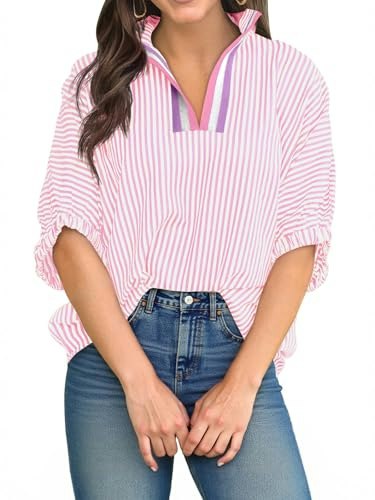 Tankaneo Women's V-Neck Striped Dolman Sleeve Blouse: $14.98 Tankaneo Women's V-Neck Striped Dolman Sleeve Blouse: $14.98