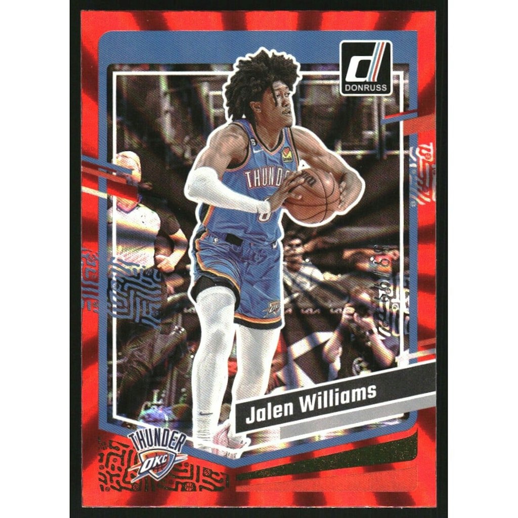 Jalen Williams 2023-24 Donruss Holo Red Laser #76 Trading Card: $10.80 Jalen Williams 2023-24 Donruss Holo Red Laser #76 Trading Card: $10.80