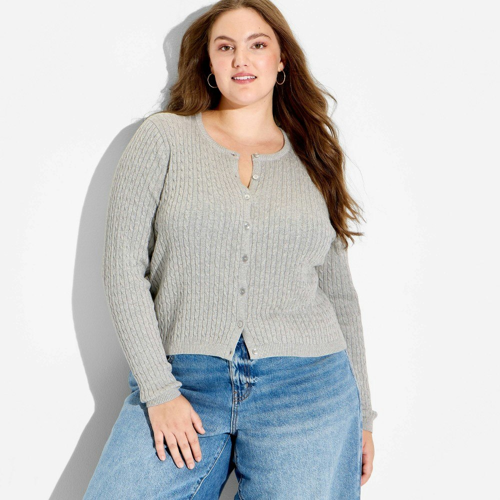 Women's Crewneck Baby Cable Cardigan 4X: $25 Women's Crewneck Baby Cable Cardigan 4X: $25