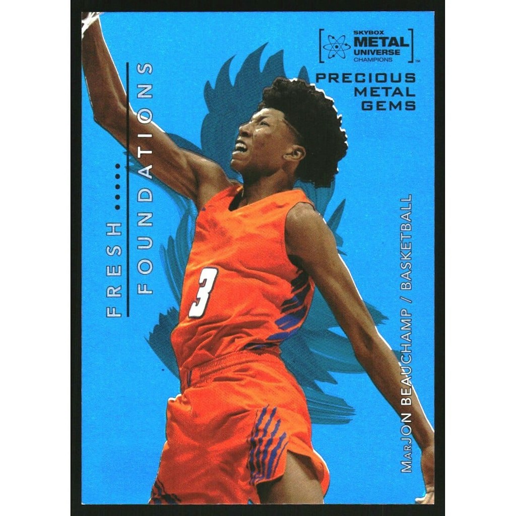 Marjon Beauchamp 2022 Skybox Metal Universe Champions Fresh Foundation Precious Metal Gems Blue Card: $13.50 Marjon Beauchamp 2022 Skybox Metal Universe Champions Fresh Foundation Precious Metal Gems Blue Card: $13.50