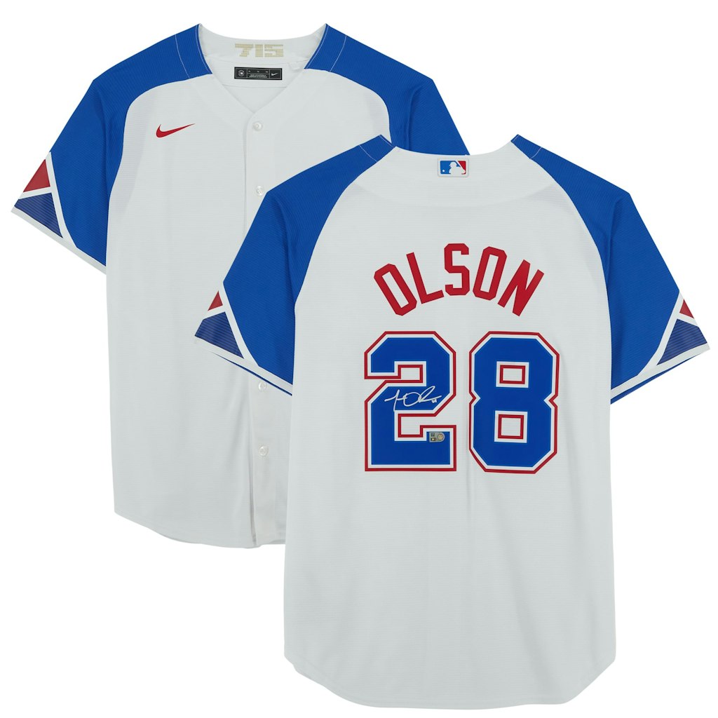 Matt Olson Autographed Atlanta Braves Nike City Connect Replica Jersey: $299.99 Matt Olson Autographed Atlanta Braves Nike City Connect Replica Jersey: $299.99
