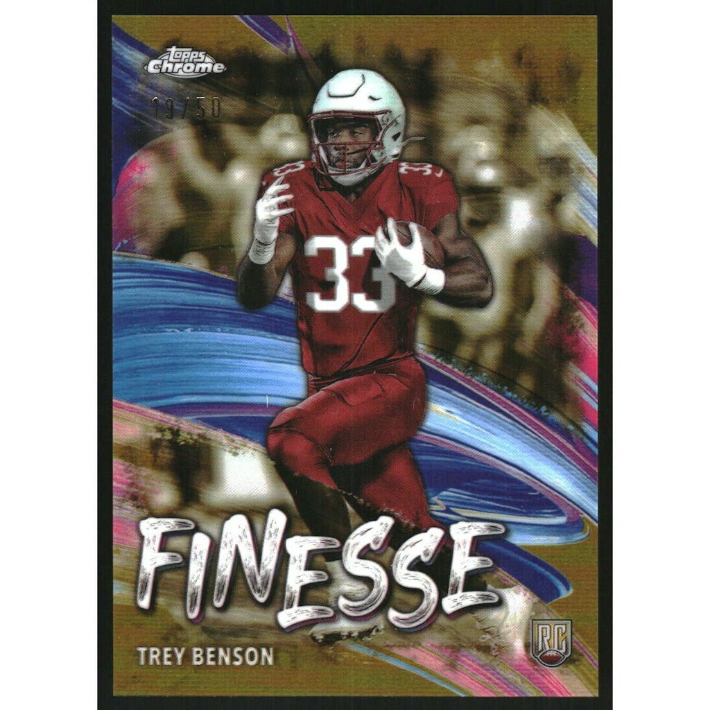 2024 Topps Chrome Finesse Trey Benson Gold Refractor Trading Card: $13.50 2024 Topps Chrome Finesse Trey Benson Gold Refractor Trading Card: $13.50