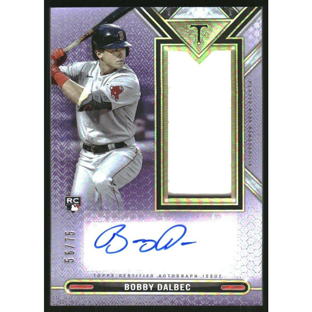 2021 Topps Triple Threads Bobby Dalbec Amethyst Jumbo Relic Autograph Card: $45