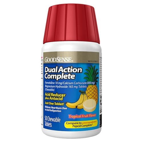 GoodSense Dual Action Famotidine and Antacid Chewables 50-Count: $12.07 GoodSense Dual Action Famotidine and Antacid Chewables 50-Count: $12.07