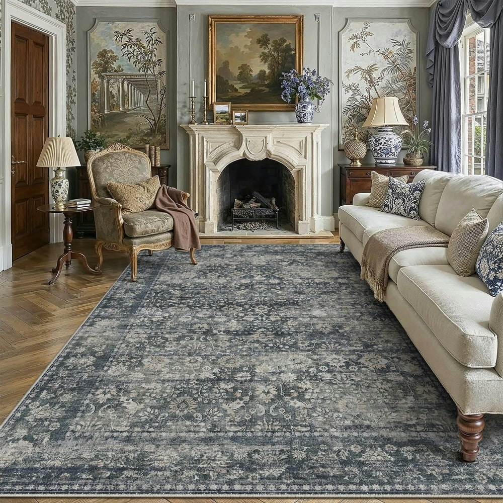 Berthmeer 9'x12' Oriental Floral Area Rug: $129.99
