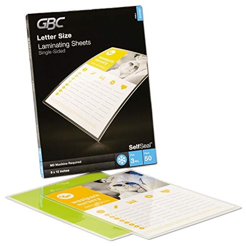 GBC Swingline Letter Size 3-Mil Self-Adhesive Laminating Pouches 50-Pack: $9.18