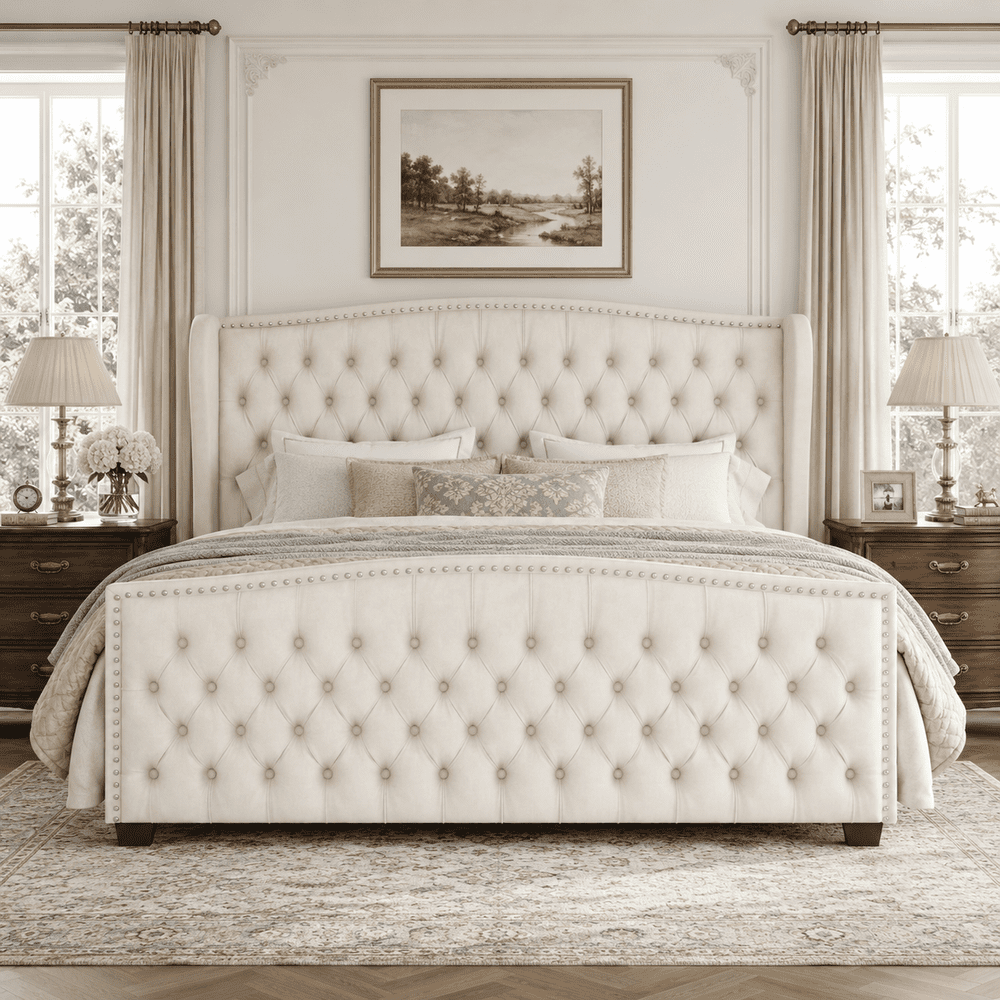 Merluxy California King Upholstered Platform Bed Frame: $303.98 Merluxy California King Upholstered Platform Bed Frame: $303.98