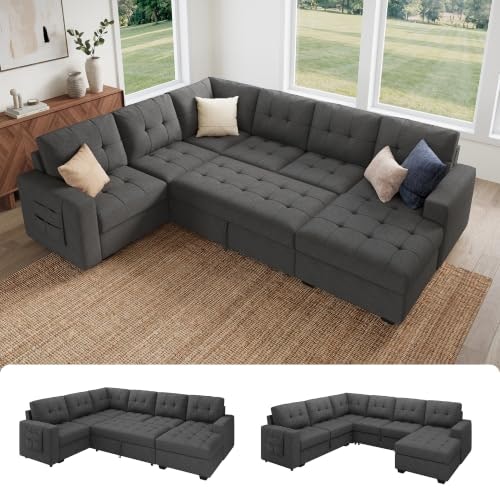 Honbay Modular U-Shaped Sleeper Sectional Sofa with Storage Chaise: $906.13