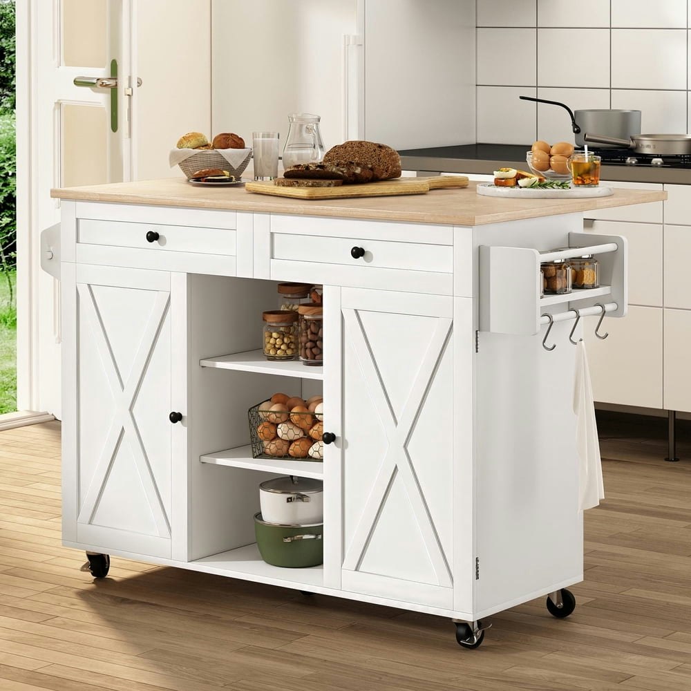 HLR 51.7-Inch Rolling Kitchen Island: $185.98 HLR 51.7-Inch Rolling Kitchen Island: $185.98