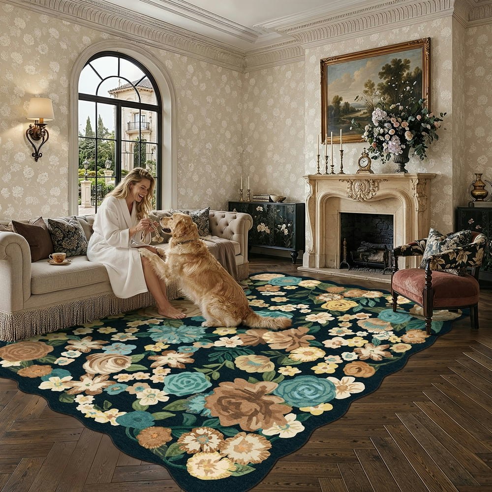 Berthmeer 6'x9' Washable Floral Area Rug: $54.99