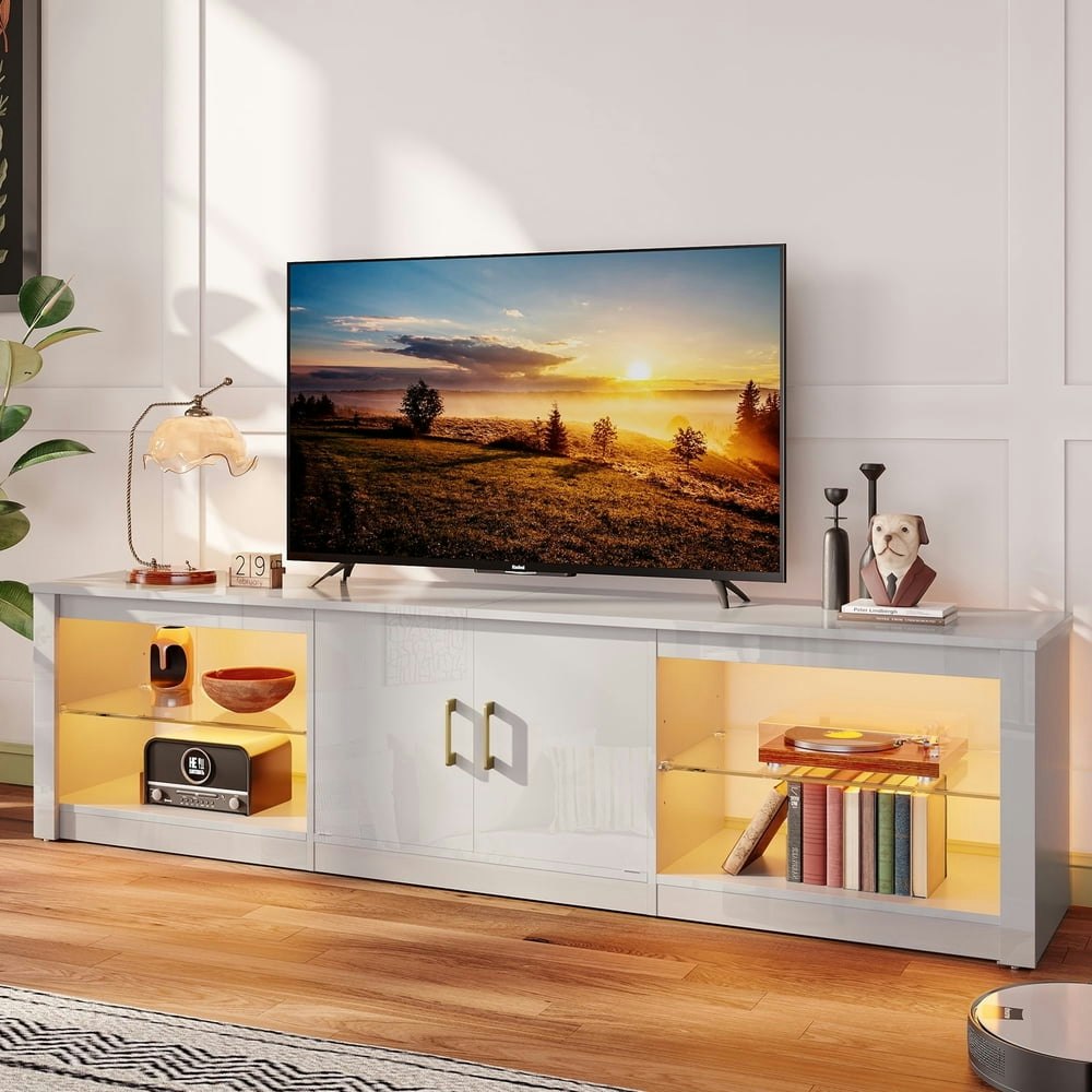 Bestier Modern 75-Inch TV Stand with LED Lights: $129.99 Bestier Modern 75-Inch TV Stand with LED Lights: $129.99