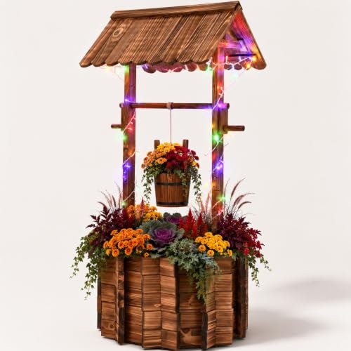 Auto Daya 54-Inch Outdoor Wooden Wishing Well Planter: $109.99 Auto Daya 54-Inch Outdoor Wooden Wishing Well Planter: $109.99