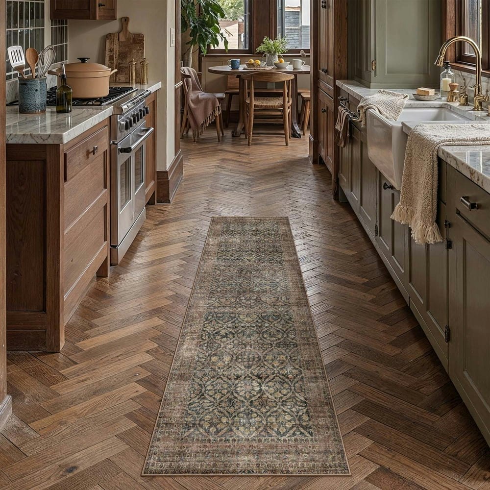Berthmeer 2'x6' Washable Vintage Oriental Runner Rug: $21.49 Berthmeer 2'x6' Washable Vintage Oriental Runner Rug: $21.49