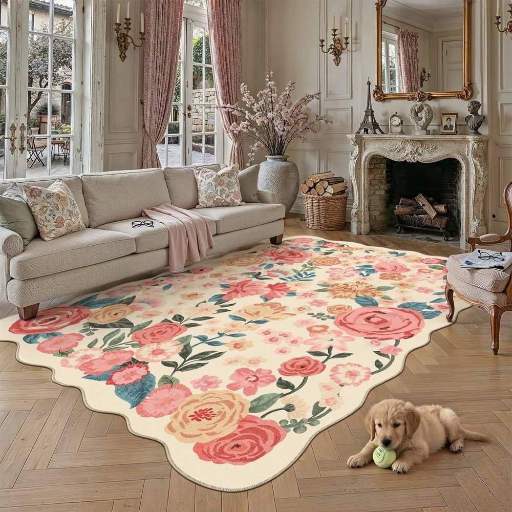 Berthmeer 6x9-Foot Washable Scalloped Area Rug: $52.99