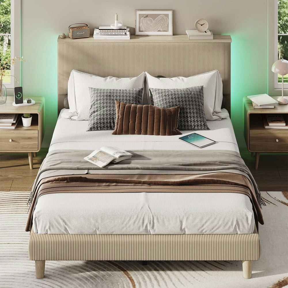 Bestier Queen Platform Bed with LED Storage Headboard: $119.99 Bestier Queen Platform Bed with LED Storage Headboard: $119.99