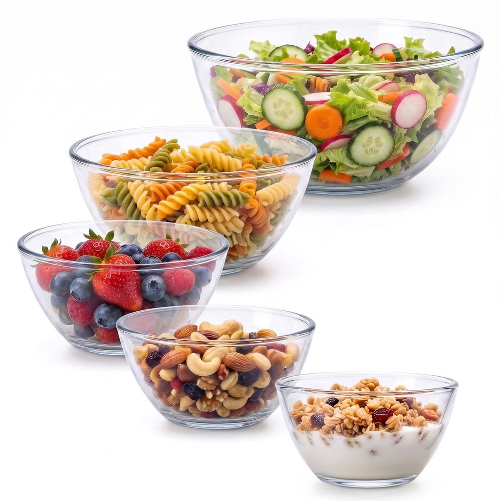 Vesteel Nesting Glass Mixing Bowl 5-Piece Set: $25.99 Vesteel Nesting Glass Mixing Bowl 5-Piece Set: $25.99