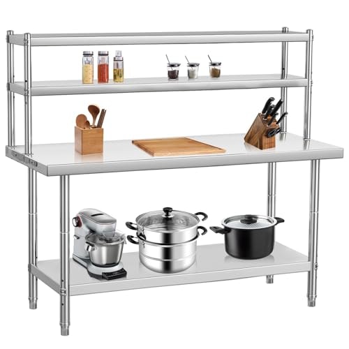 Garvee 48"x24" NSF Stainless Steel Prep Table w/ Overshelf and Hooks: $175.15 Garvee 48"x24" NSF Stainless Steel Prep Table w/ Overshelf and Hooks: $175.15