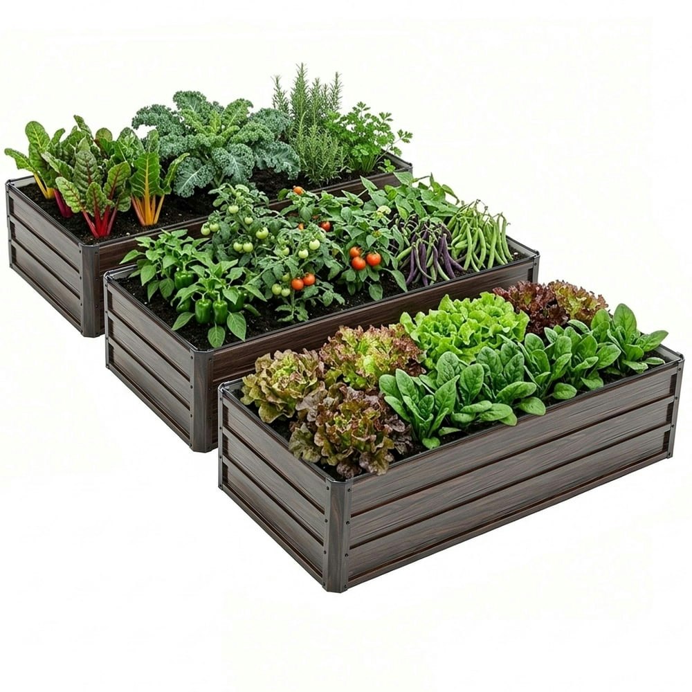 Lzbeitem Galvanized Metal Raised Garden Bed 3-Pack: $44.99