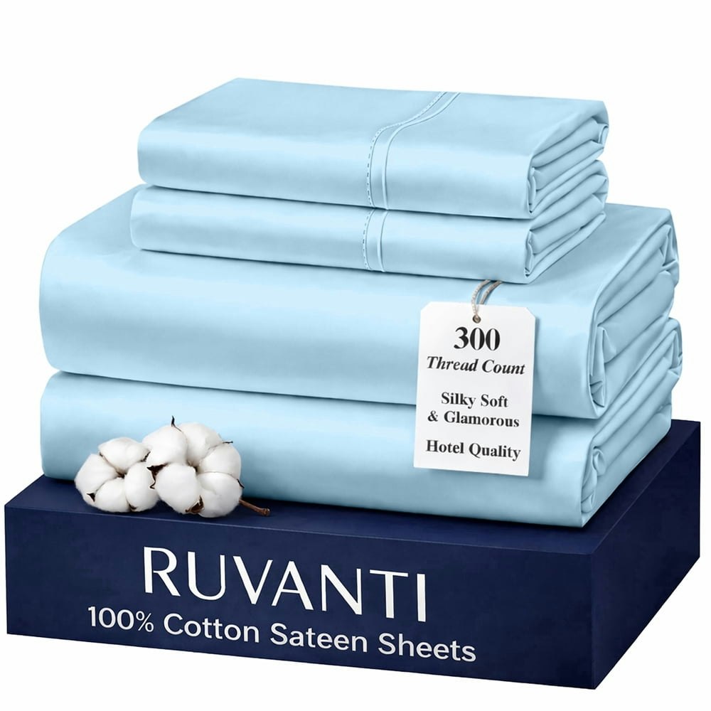 Ruvanti 300 Thread Count 4-Piece King Bed Sheet Set: $54.81