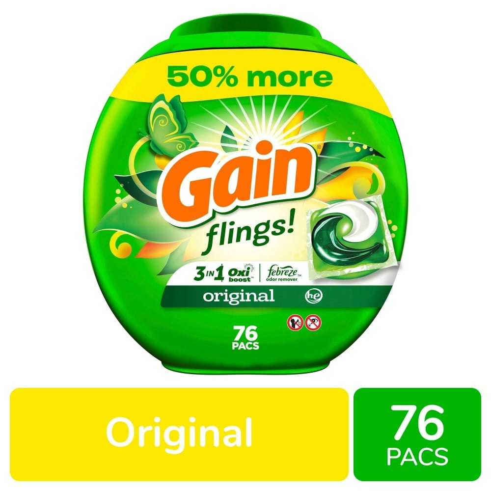 Gain Flings Original Scent Laundry Detergent Pods 76-Count: $32.99
