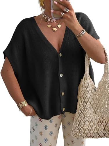 Saodimallsu Women's Short Sleeve Oversized Cardigan: $17.97 Saodimallsu Women's Short Sleeve Oversized Cardigan: $17.97