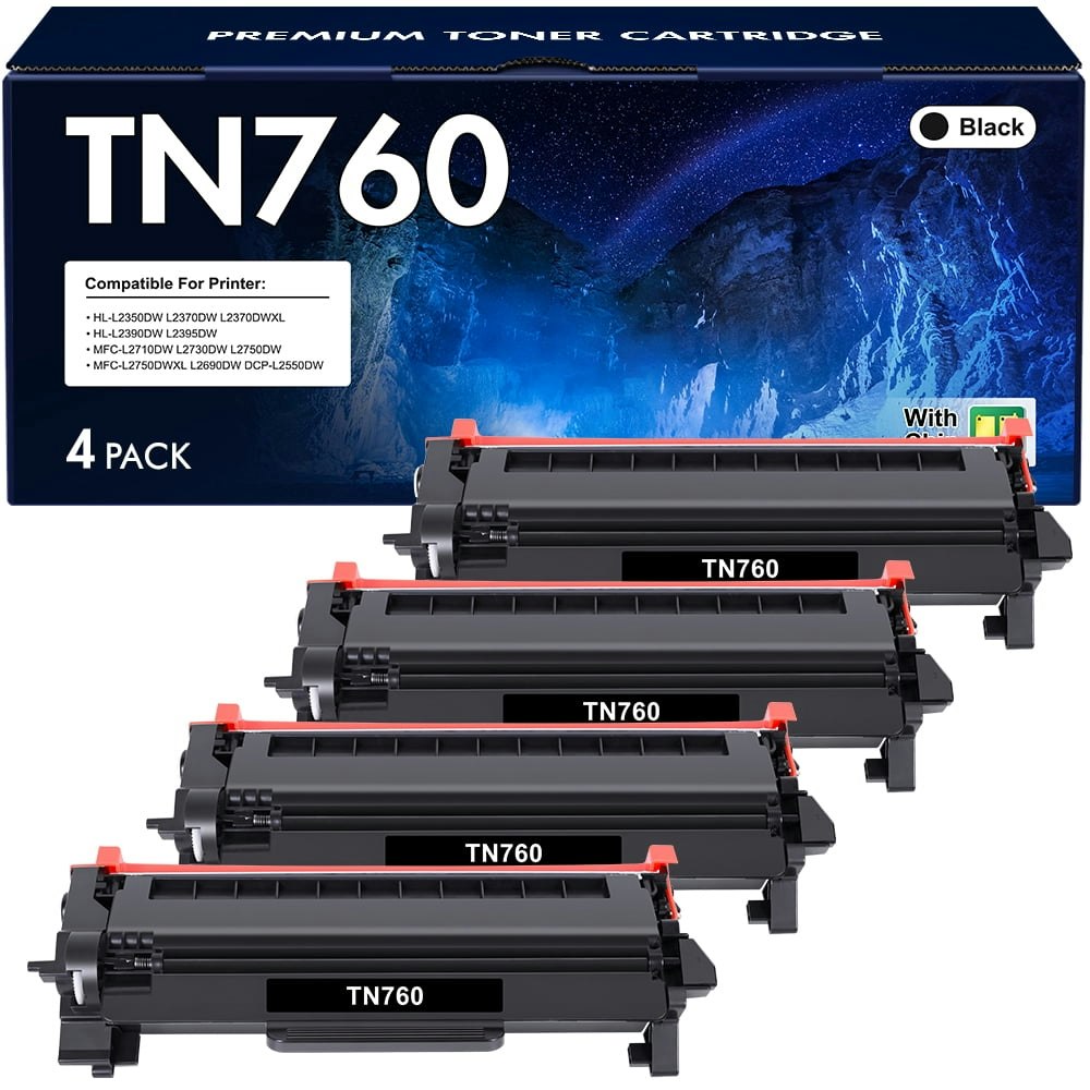 Vipink TN760 Black Toner Cartridge 4-Pack: $28.62