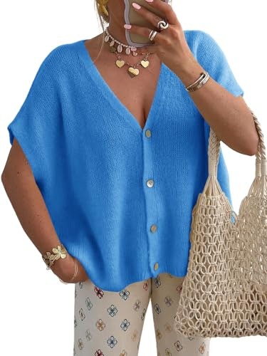 Saodimallsu Women's Short Sleeve Oversized Cardigan: $23.17 Saodimallsu Women's Short Sleeve Oversized Cardigan: $23.17