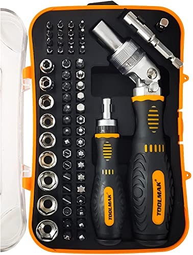 Toolmak 61-Piece Ratcheting Screwdriver and Socket Set: $23.32