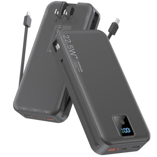 Rngsnoy 20,000mAh 22.5W Portable Charger with Built-in Cable and Wall Plug: $32.28 Rngsnoy 20,000mAh 22.5W Portable Charger with Built-in Cable and Wall Plug: $32.28