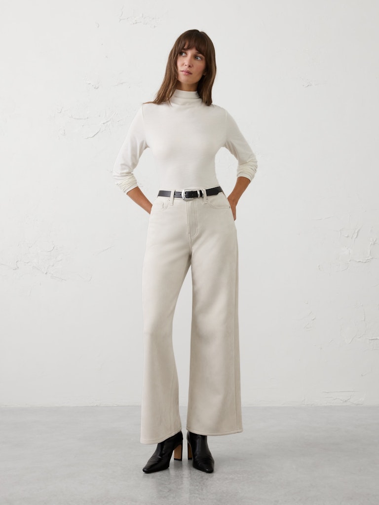 Vegan Suede High-Rise Wide-Leg Pant: $55