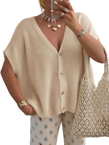 Saodimallsu Women's Short Sleeve Oversized Cardigan: $23.95 Saodimallsu Women's Short Sleeve Oversized Cardigan: $23.95