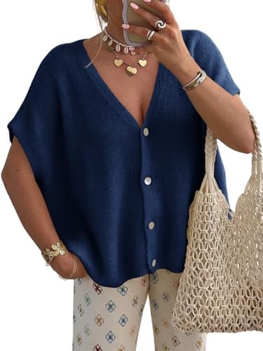 Saodimallsu Women's Short Sleeve Oversized Cardigan: $23.97 Saodimallsu Women's Short Sleeve Oversized Cardigan: $23.97