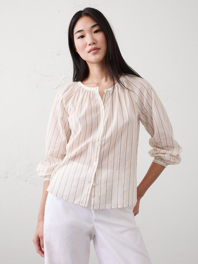 Voile Puff-Sleeve Shirt: $36