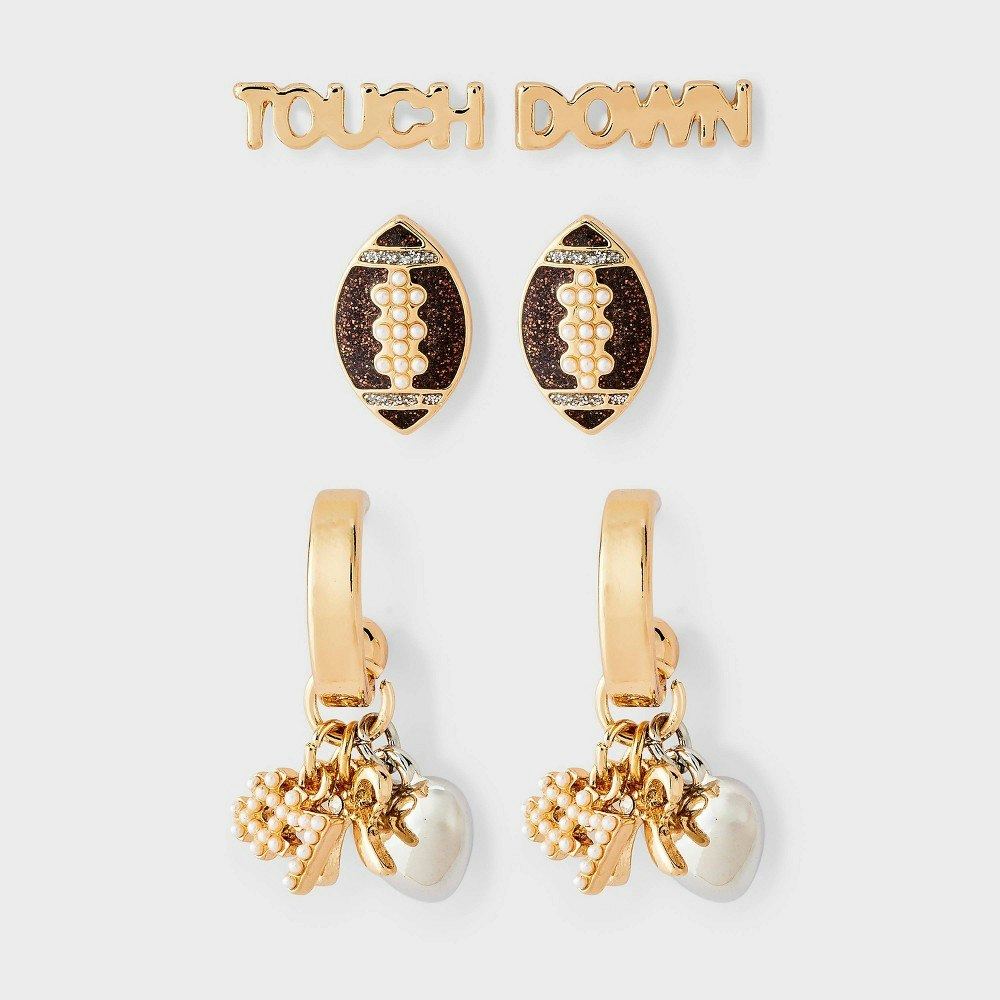 Wild Fable Football Earring 3-Piece Set: $10