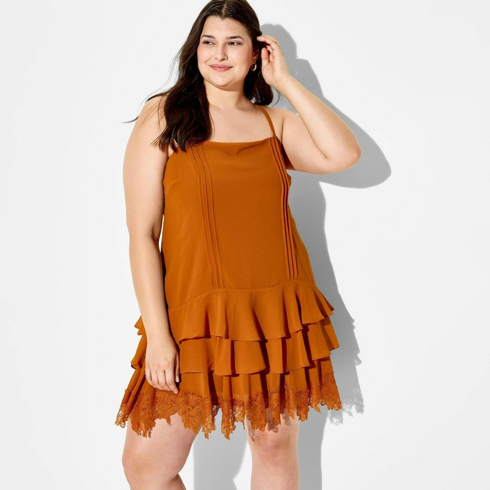 Wild Fable Women's Dropped-Waist Ruffle Mini Dress: $40