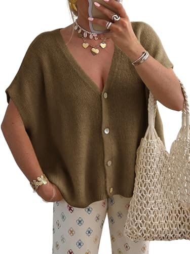 Saodimallsu Women's Short Sleeve Oversized Cardigan: $23.97 Saodimallsu Women's Short Sleeve Oversized Cardigan: $23.97