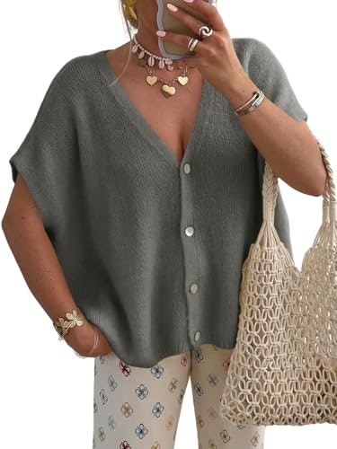 Saodimallsu Women's Short Sleeve Oversized Cardigan: $25.49 Saodimallsu Women's Short Sleeve Oversized Cardigan: $25.49