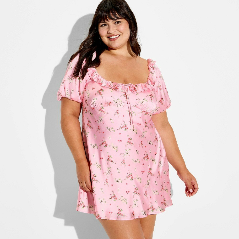 Wild Fable Women's Puff Sleeve Satin Mini Dress: $35