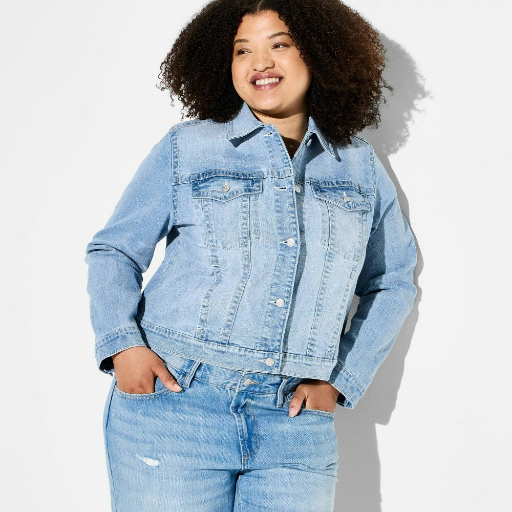 Wild Fable Women's Denim Shrunken Jacket 2X: $35 Wild Fable Women's Denim Shrunken Jacket 2X: $35