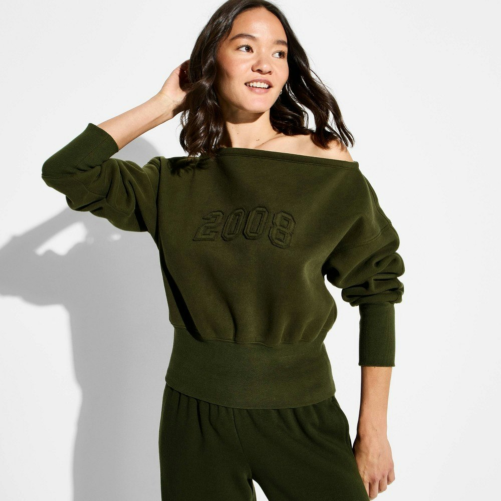 Women's Off the Shoulder Pullover Sweatshirt: $28 Women's Off the Shoulder Pullover Sweatshirt: $28