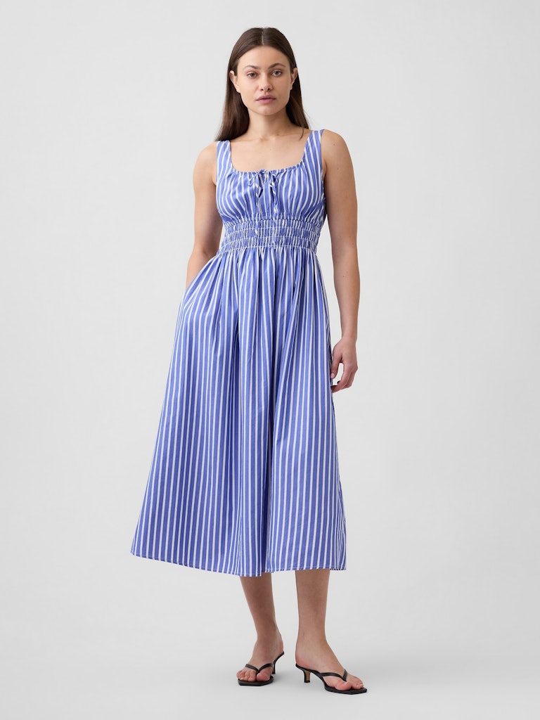 Smocked Tie-Front Midi Dress: $54.99