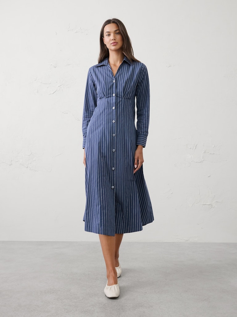 Seamed-Waist Midi Shirtdress: $70 Seamed-Waist Midi Shirtdress: $70