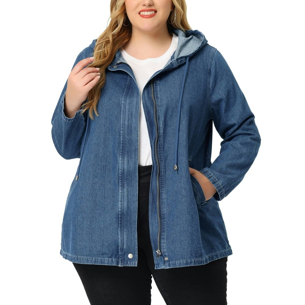 Agnes Orinda Women's Plus Size Hooded Denim Jacket: $46.99 Agnes Orinda Women's Plus Size Hooded Denim Jacket: $46.99